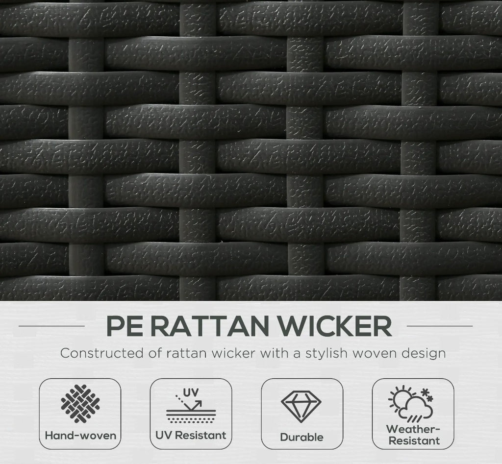 5-Piece PE Rattan Garden Sofa Set – Black with Beige Cushions