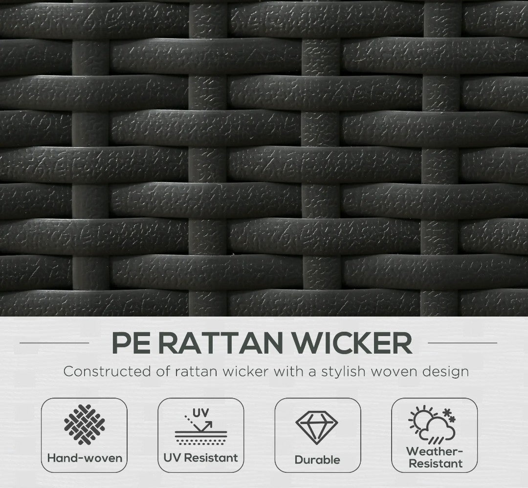 5-Piece PE Rattan Garden Sofa Set – Black with Beige Cushions