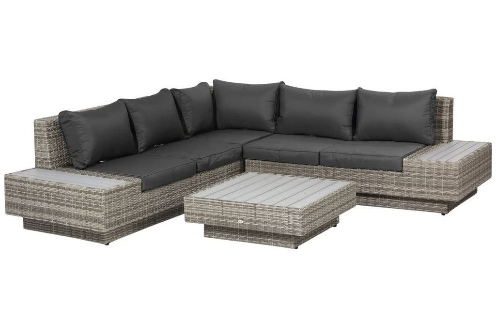 4-Piece Rattan Garden Corner Sofa & Coffee Table Set | Outdoor Sectional Furniture