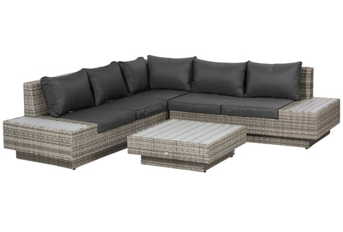 4-Piece Rattan Garden Corner Sofa & Coffee Table Set | Outdoor Sectional Furniture
