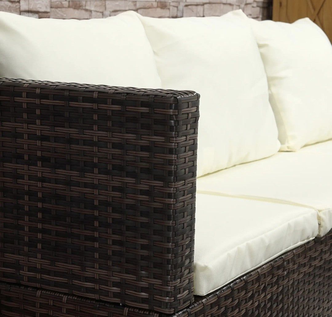 3-Piece Garden Sofa Set with Reclining Sofa & Storage Coffee Table – Brown | FSC Certified