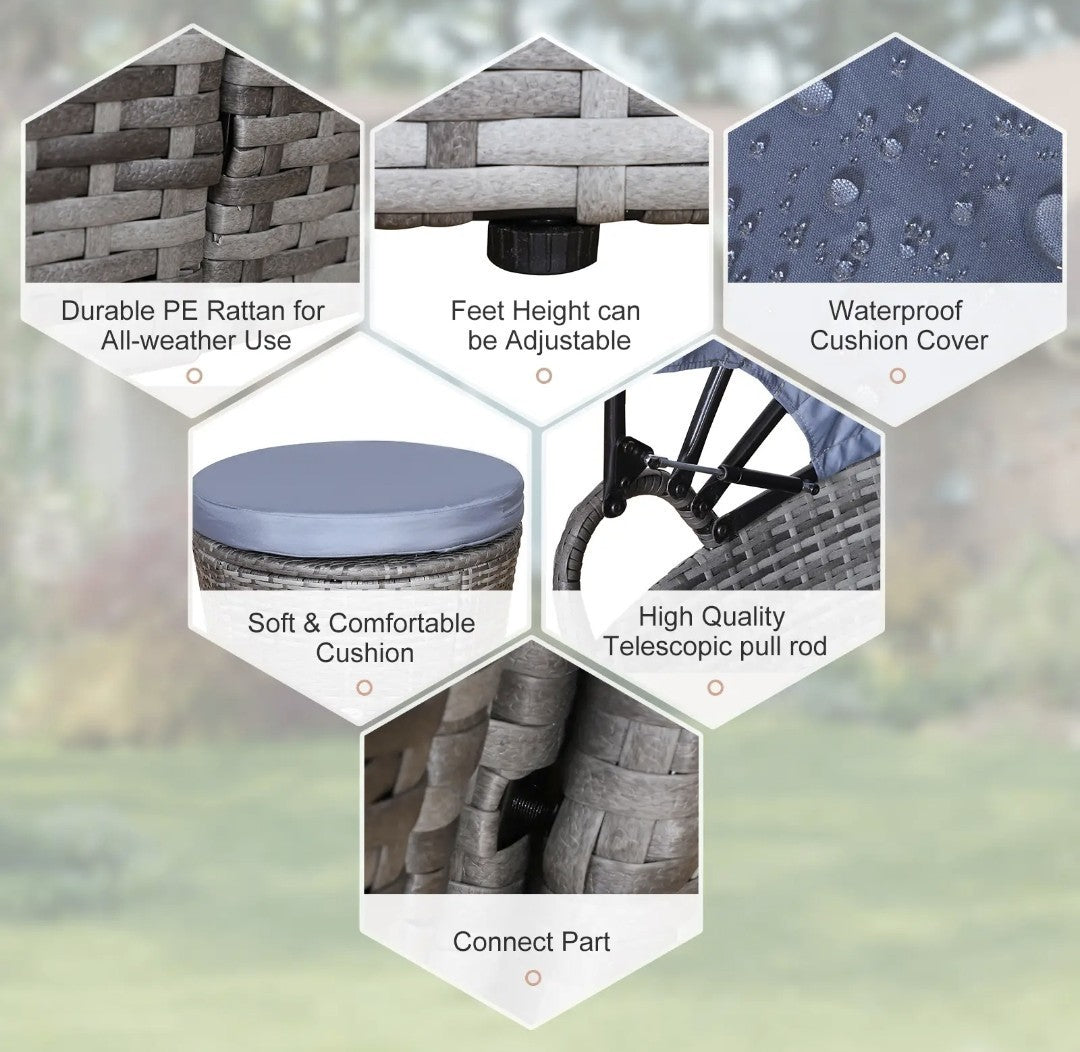 Outdoor PE Rattan Garden Furniture Set | Cushioned Patio Wicker Conversation Set