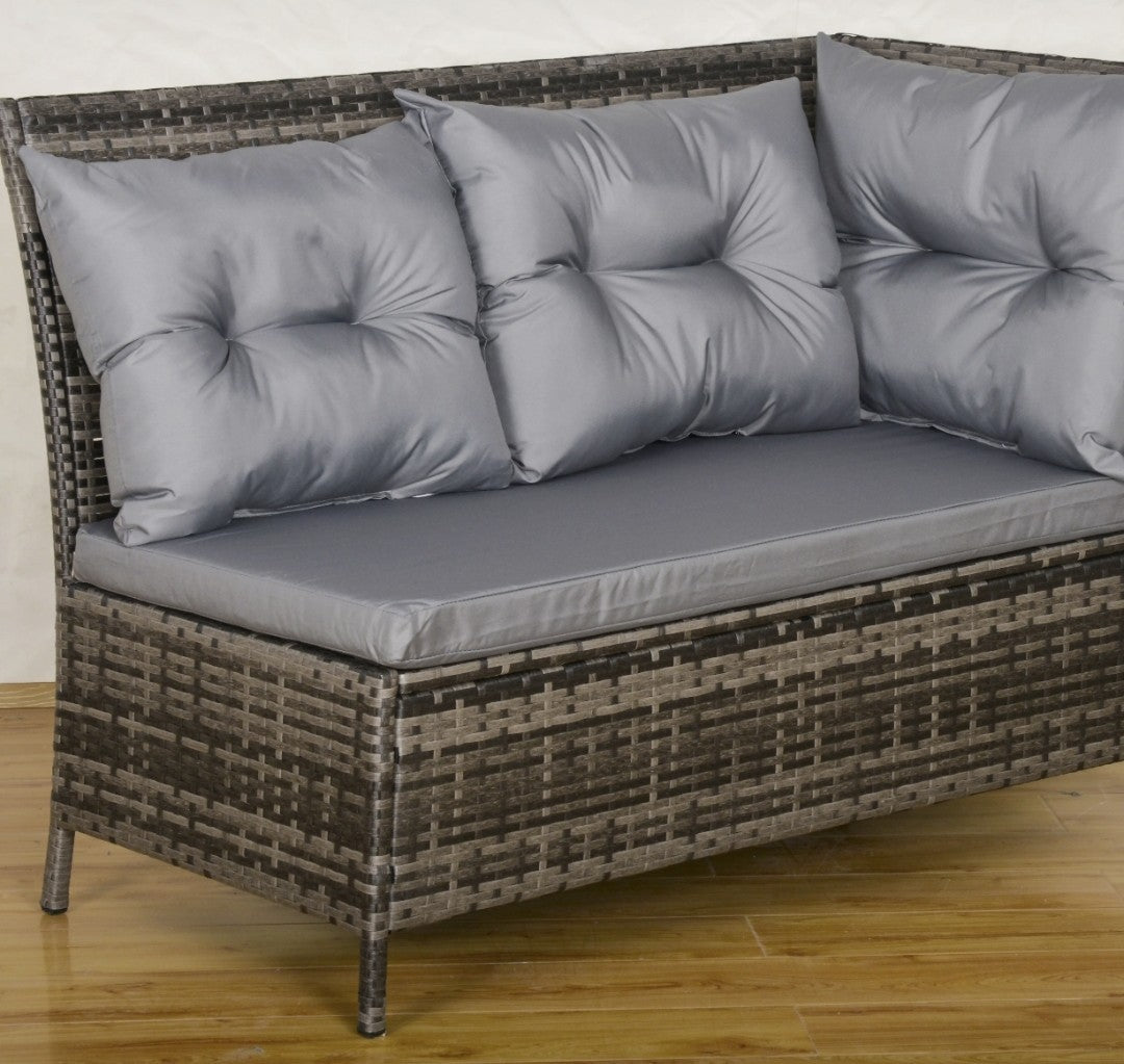 8-Seater Rattan Garden Sofa Set | Tempered Glass Table & Thick Cushions