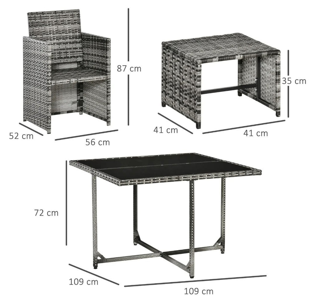 9-Piece 8-Seater Rattan Garden Dining Set with Wicker Table – Grey