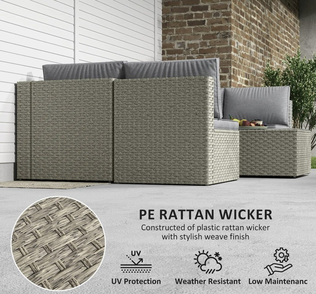 7-Piece Modular Rattan Garden Set | Light Brown Outdoor Patio Furniture