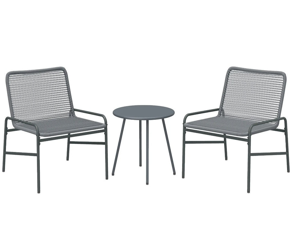 3-Piece Rattan Bistro Set | 2 Chairs & Round Coffee Table, Outdoor Garden