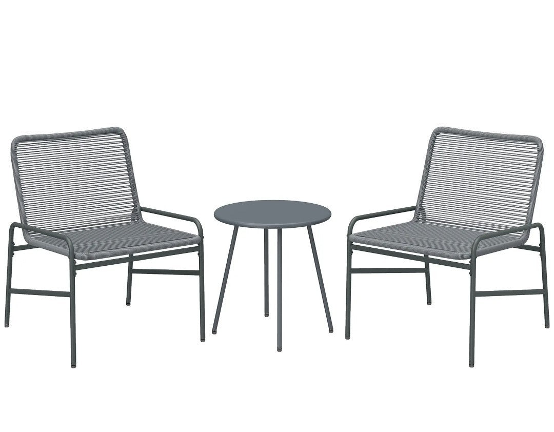 3-Piece Rattan Bistro Set | 2 Chairs & Round Coffee Table, Outdoor Garden