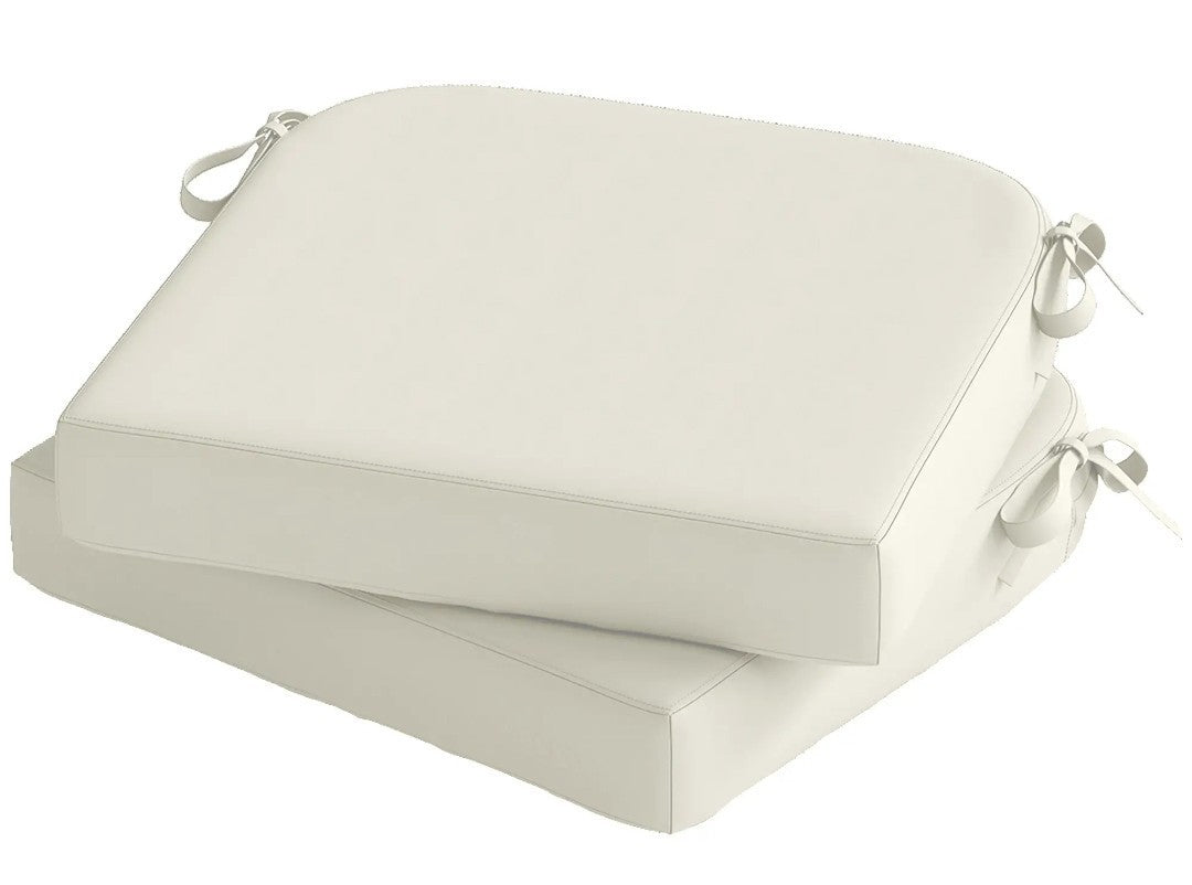 Garden Chair Seat Cushions | Set of 2 | 7cm Foam | Water-Resistant | Cream White