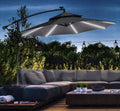 3m Cantilever Garden Parasol with Double Roof & LED Solar Lights – Black
